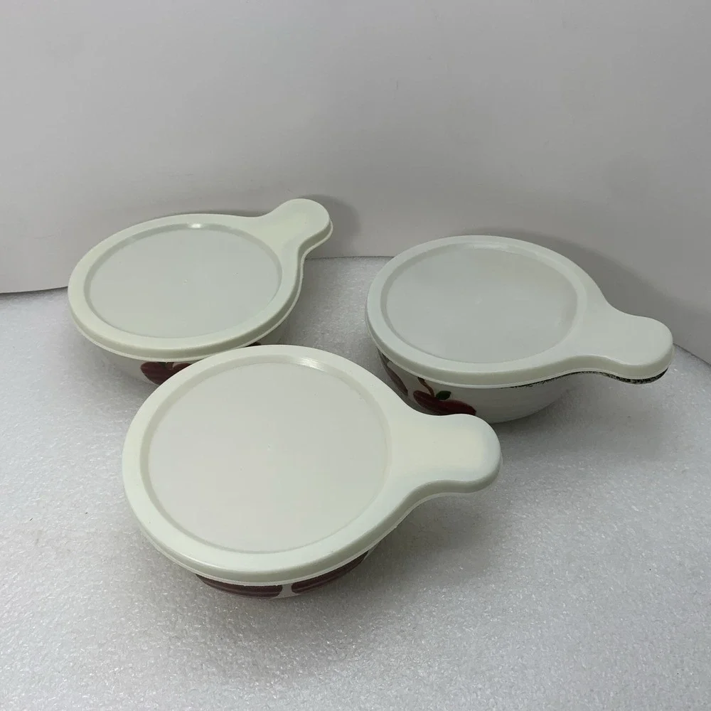 Vintage Alco Industries‎ Apple Baking Dish Soup Bowl with Handle & Lids, 3pcs